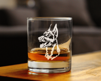 Doberman Face Whiskey Rocks Glass - Doberman Dogs Gifts