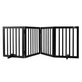 Indoor Pet Barrier, 24" Height x 80.3" Width, 4-Panel Folding Gate for Pets, Adjustable and Versatile Dog Fence for Both Wide and Slim Openings