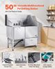 Stainless Steel Dog Washing Station, 50 inch Pet Grooming Tub w/ Ramp