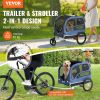 VEVOR 2-in-1 Pet Stroller Bicycle & Bike Trailer, Supports up to 100 lbs