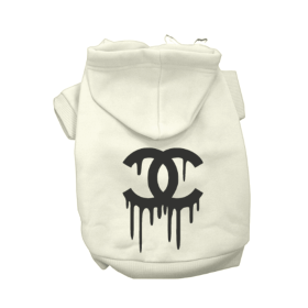 Chewnel Drippy Dog Hoodies (Color: Cream, size: medium)