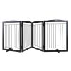 Free Standing Dog Gate, 32" H x 96.5" W Freestanding Pet Gate, 4 Panels Foldable Dog Gate for Wide and Narrow Passageways