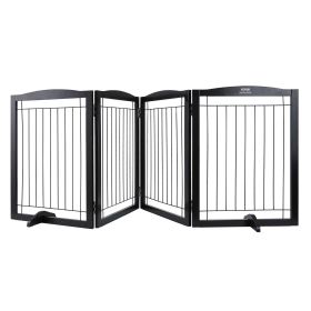 Free Standing Dog Gate, 32" H x 96.5" W Freestanding Pet Gate, 4 Panels Foldable Dog Gate for Wide and Narrow Passageways (Function: Foldable, Width: 96.5 inches)