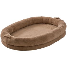 Human Dog Bed, 72" x48"x10" Human Dog Bed for Adult, Human Size Dog Bed with Washable Faux Rabbit Fur Cover, Egg Orthopedic Foam, Storage Pocket (Default: Default)