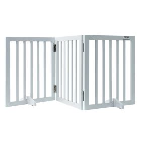 Free Standing Dog Gate, 24" H x 60" W Freestanding Pet Gate, 3 Panels Foldable Dog Gate for Wide and Narrow Passageways (Function: Foldable, Width: 60 inch)