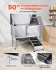 Stainless Steel Dog Washing Station, 50 inch Pet Grooming Tub w/ Ramp, PE Water Filter Board